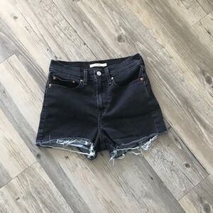 Levi’s High Rise Black Cut-Off Jean Shorts Size 27 | Distressed Hem